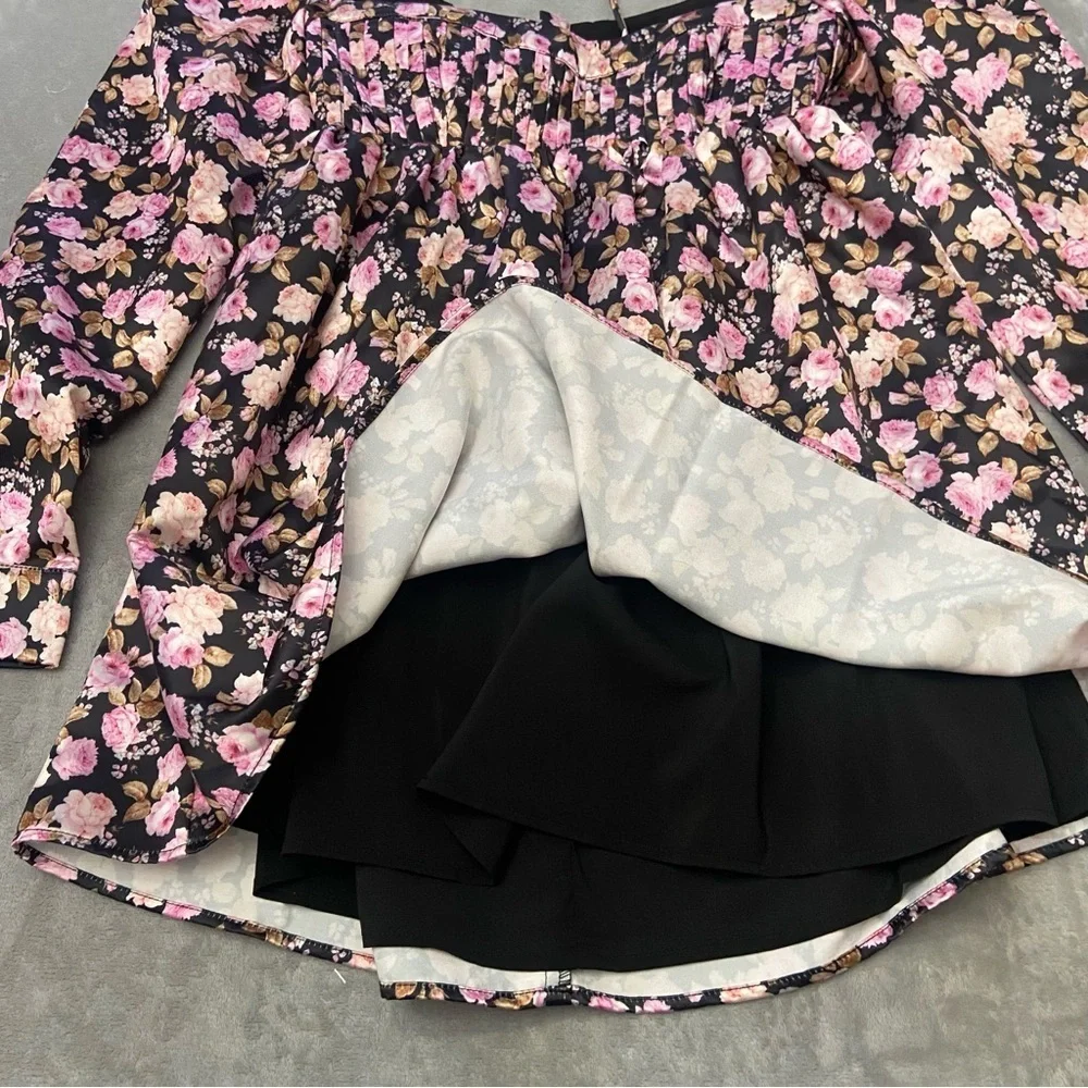 New! For love and lemons Kate floral longsleeve mini dress 27974 - Picture 9 of 9